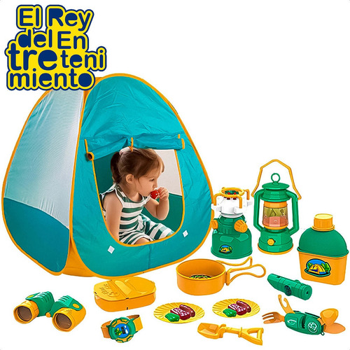 Imagen 5 de 7 de Juego Carpa Infantil De Camping 19pcs - El Rey