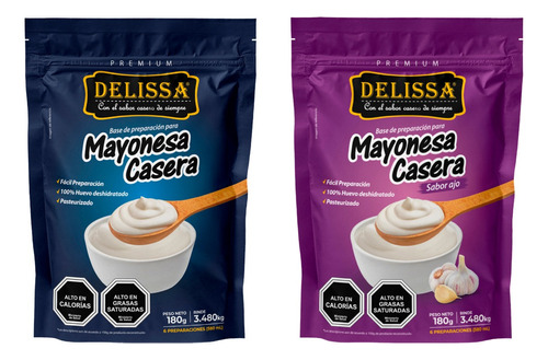 Pack Mayonesa Casera En Polvo Premium + Ajo Delissa 180 Grs