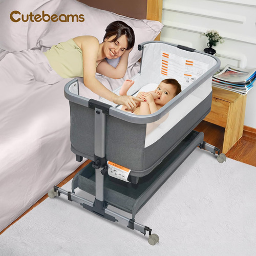 Mesita De Noche Cutebeam, Cama De Viaje 4 En 1, Con Ruedas