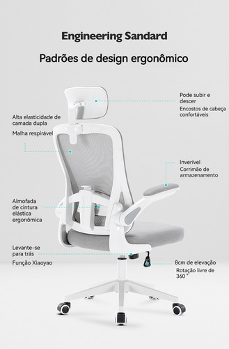 Cadeira De Escritório Malha Ergonômica Preta Com Estofado