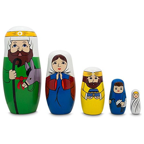Mejorpysanky José, María, Y Jesús Nativity Escena Madera Ani
