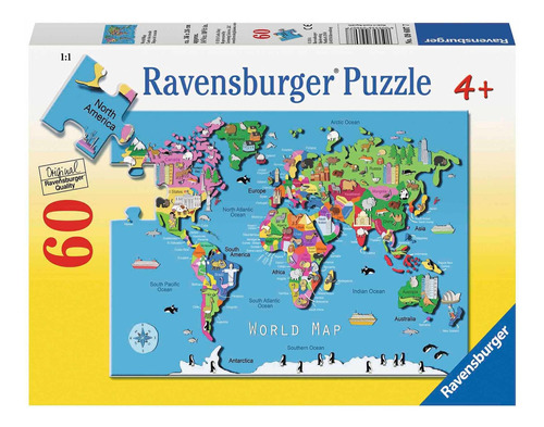 Rompecabezas Mapa Mundo 60 Piezas Ravensburger 9607