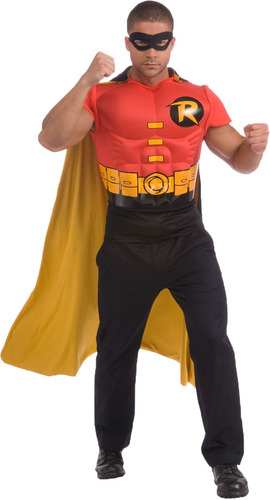 Disfraz Para Hombre Camiseta Con Capa Robin Batman Pecho