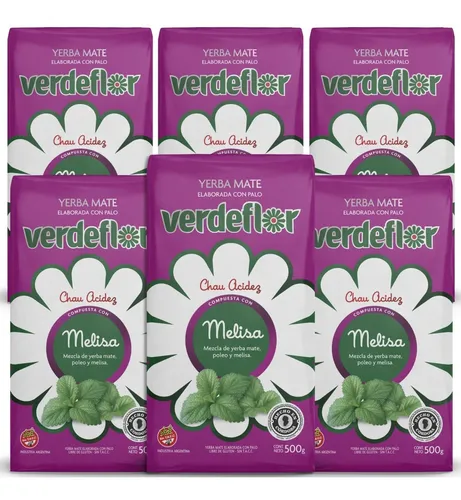 Yerba Mate Verdeflor Melisa Pack X 6 Unidades De 500g