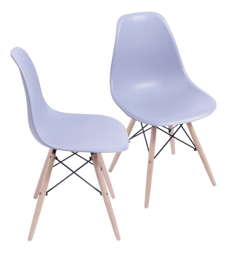 Silla de comedor BoxBit DKR Eames base madera, estructura color gris, 2 unidades