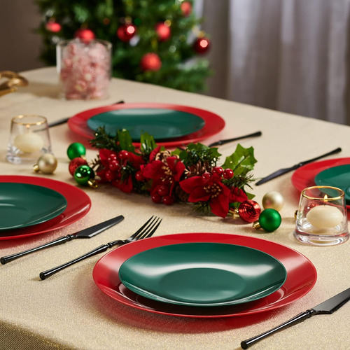 Juego De Platos Descartables Plasticpro 16 Rojos Y 16 Verdes