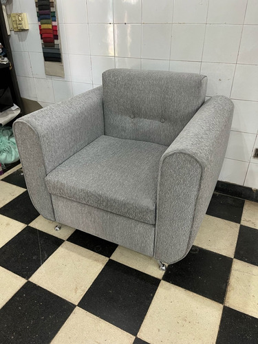 Sillon Individual Chenille Premium Gris Claro Liso