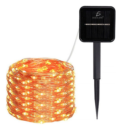 Serie Navideña Solar 20 Metros 200 Leds Luces Color Ámbar Luces Amarillo Ele-Gate