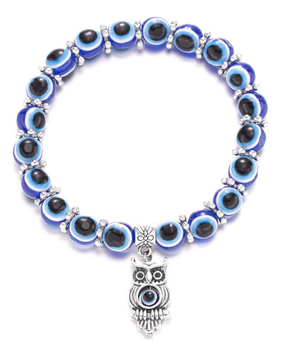 Caiyao Pulsera De Cuentas De Mal De Ojo Elástica Hamsa Palma