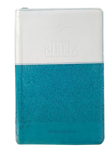 Biblia Rv60 Pu Blanco Y Azul Con Cierre Y Canto Plateado