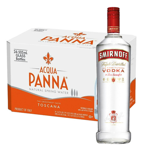 Pack 24 Agua Panna 250 Ml + Vodka Smirnoff 1 L