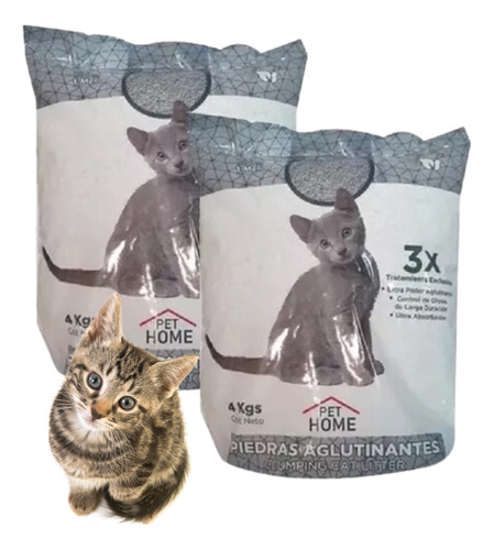 Piedritas Sanitarias Aglomerante Litera Gatos 4kg Pethome X2 x 4kg de peso neto