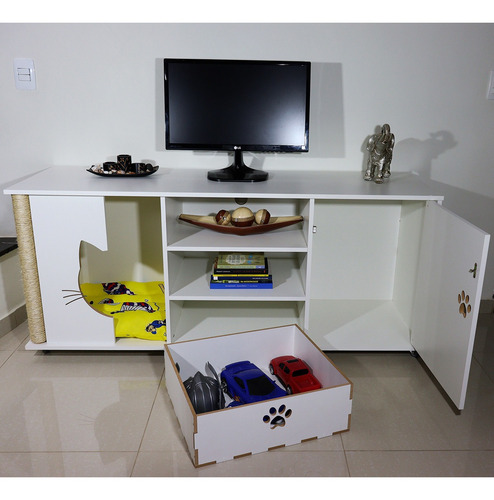 Rack Para Tv Com Cama Pet Arranhador Para Gato - Garfield