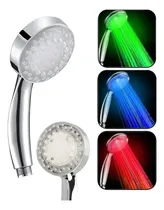 Comprar Cabezal De Ducha Luz 3 Colores Temperatura Adaptador Baño Acabado Cromado Color Plateado