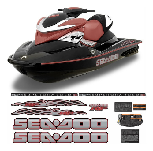 Kit Adesivos Jet Ski Sea Doo Rpx 2004/2005 Vermelho Sd40