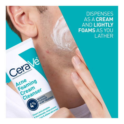 Cerave Cleanser Acné Espuma Limpiadora Para Control De Acné Acneica Día/noche
