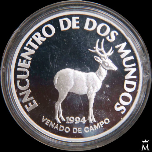 Mg* Uruguay Encuentro 2 Mundos Venado Moneda Plata Sin Circ.