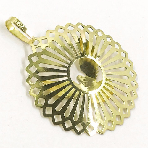 Pingente Mandala Pomba Paz Divino Espirito Santo Gg Ouro 18k