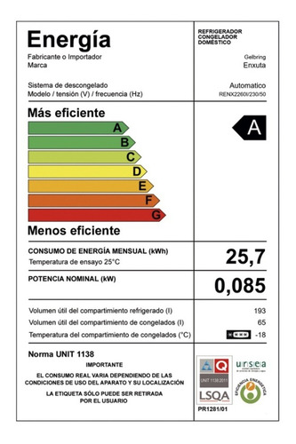 Imagen 3 de 4 de Heladera Enxuta Inox Renx2260i 258 Lts Dispensador Luz Led