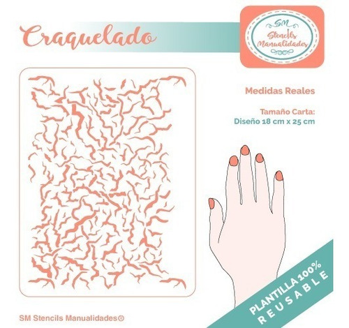 Imagen 4 de 4 de Stencil Craquelado Plantilla Reusable Para Manualidades