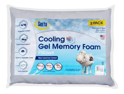 Almohadas Serta Cooling Gel Memory Foam 2 Pzas