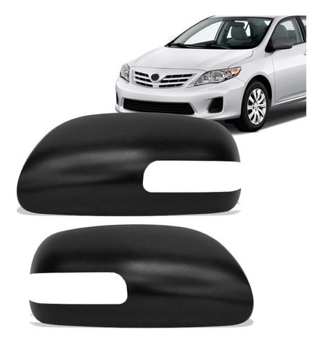 Par Capa Retrovisor Toyota Corolla 2010 11 Com Seta Preto