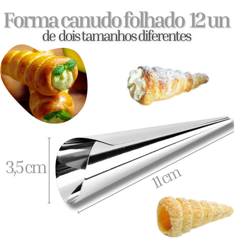 Forminha Canudo N°2 Aluminio Casquinha Cone Doce 12 Unidades