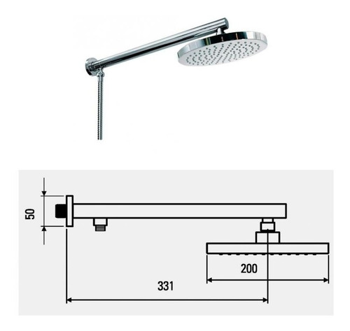 Imagen 2 de 5 de Kit Ducha Fija Para Bañera Exterior Hidromet Duchon Redondo
