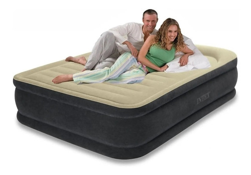 Colchon Inflable Intex Doble Altura Queen Size Con Bomba1