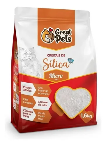 Areia Gato Higiênica Sílica Fina Great Pets 1,6kg