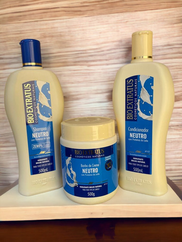 Kit 1 Shamp 1 Condic 1 Banho Creme Brilho Neutro 500ml