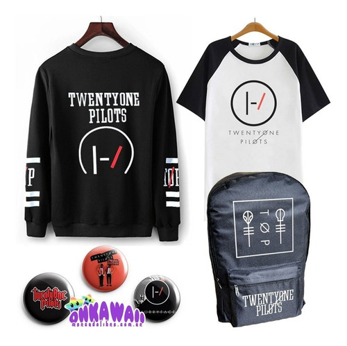 Combo Twenty One Pilots Buzo + Remera + Mochila + 3 Pins Top