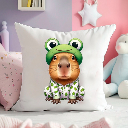 Almohadon 40x40 Capibara Meme Adorable Modelo 5 Liso
