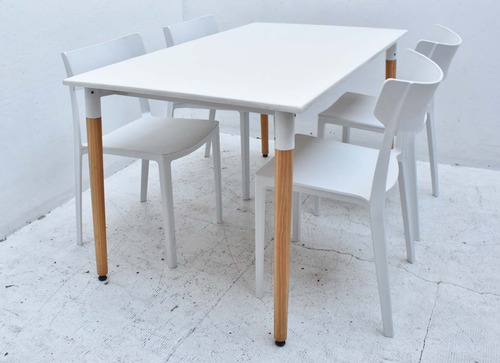Combo Comedor Eames Mesa 1,20 X 80 Y 4 Sillas Mare Blanco Liso