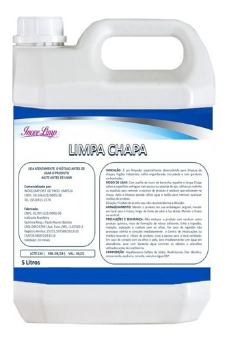 5 Litros Grill Detergente Desincrustante Limpa Chapa