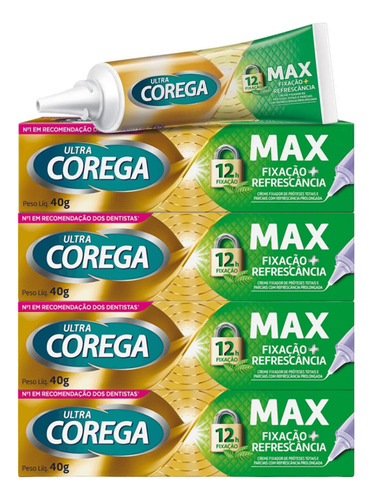Kit Corega Ultra Creme 40g Fixador Dentaduras 4un Atacado