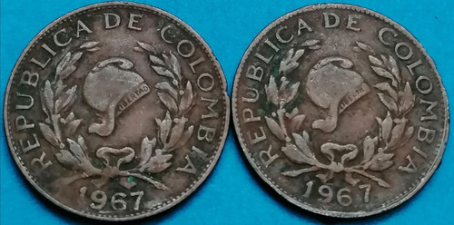 Colombia Variedad 5 Centavos 1967 Fecha Remarcada 7 Separado