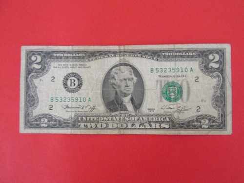 Antiguo Billete Estados Unidos 2 Dolares Año 1976 Escaso