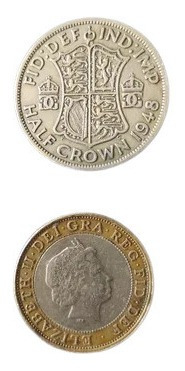Media Corona Inglaterra 1948 Moneda + Obsequio 2 Coronas 