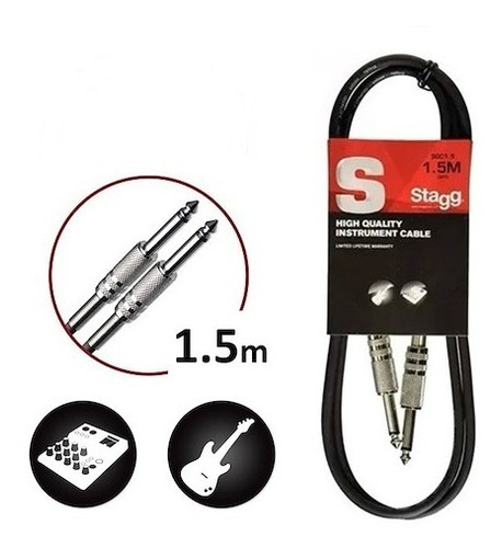 Cable Plug-plug Stagg Sgc1.5 Standad 6mm 1.5m Guitarra Bajo