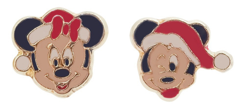Amor Eterno - Broqueles / Mickey Minnie Navideño Oro 10k