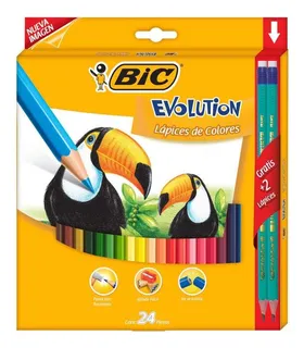 5 Pzas Estuche C/24 Colores Bic Evolution 930267 Hexagonales