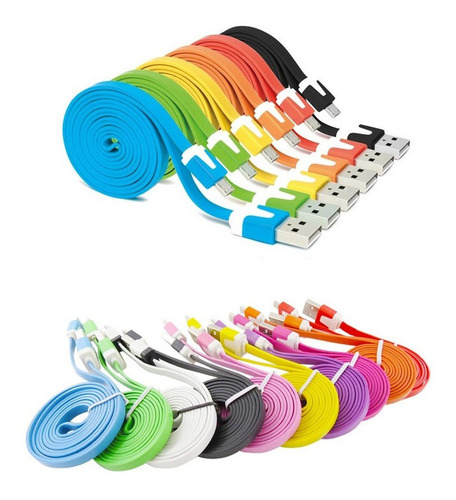 Imagen 5 de 9 de Cable Micro Usb V8 Flat Usb Joystick Ps4 Carga Datos Colores