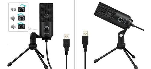 Microfone Condensador Fifine K669 Usb Preto
