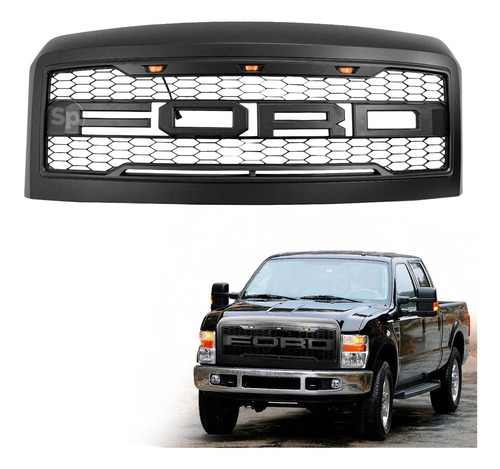 Parrilla Tipo Raptor Ford Lobo F250/350 2008-2010 Con Led