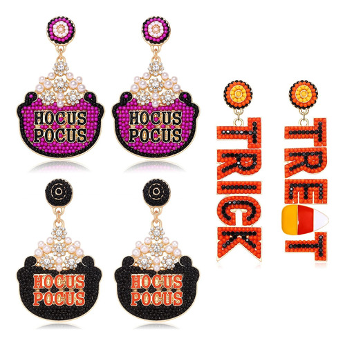 Halloween Hocus Pocus Cauldron Juego De Aretes Colgantes Con