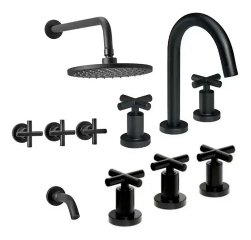 Combo Griferia Peirano Black Velvet+lavatorio+bidet+ducha 