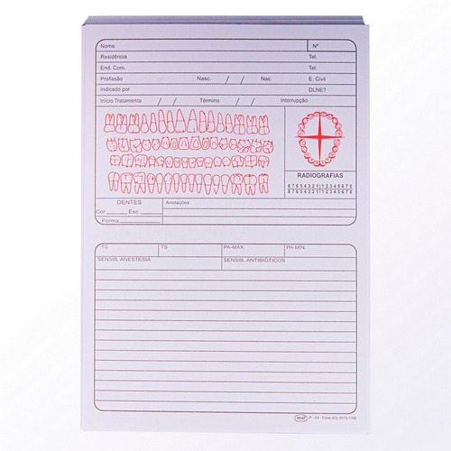 Imagem 2 de 2 de Ficha Clinica Dupla P-04 C/ 100 Unidades - Preven