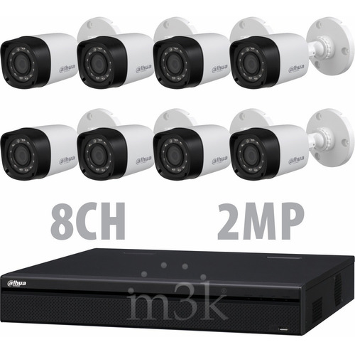 Kit Seguridad Dahua Full Hd Dvr 8 + 8 Camaras 2mp 1080p Exterior Infrarrojas + Ip Visualiza X Celular P2p Cctv