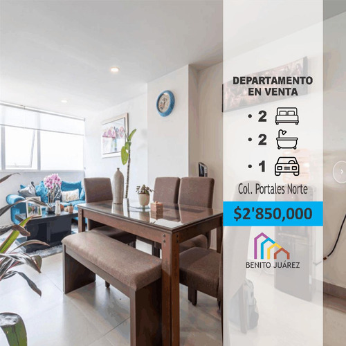 Departamento En Venta, Calzada De Tlalpan En Portales Norte